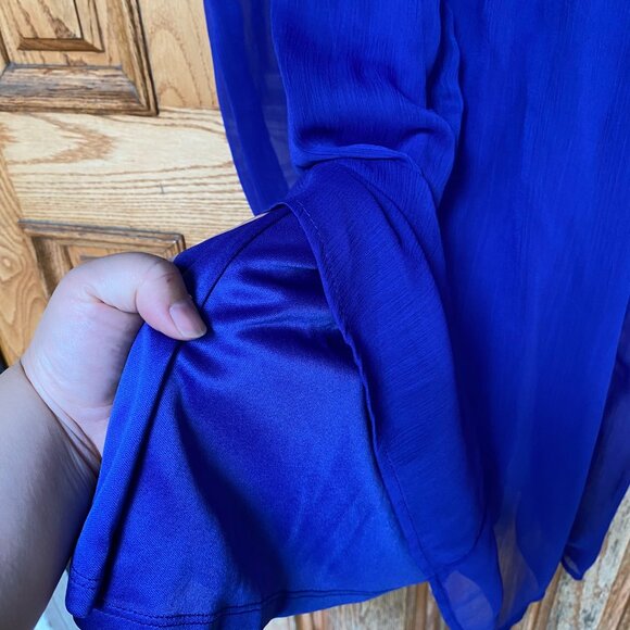 Mossimo Blue Purple Chiffon Sheer Overlay Slip Dress - Picture 3 of 4